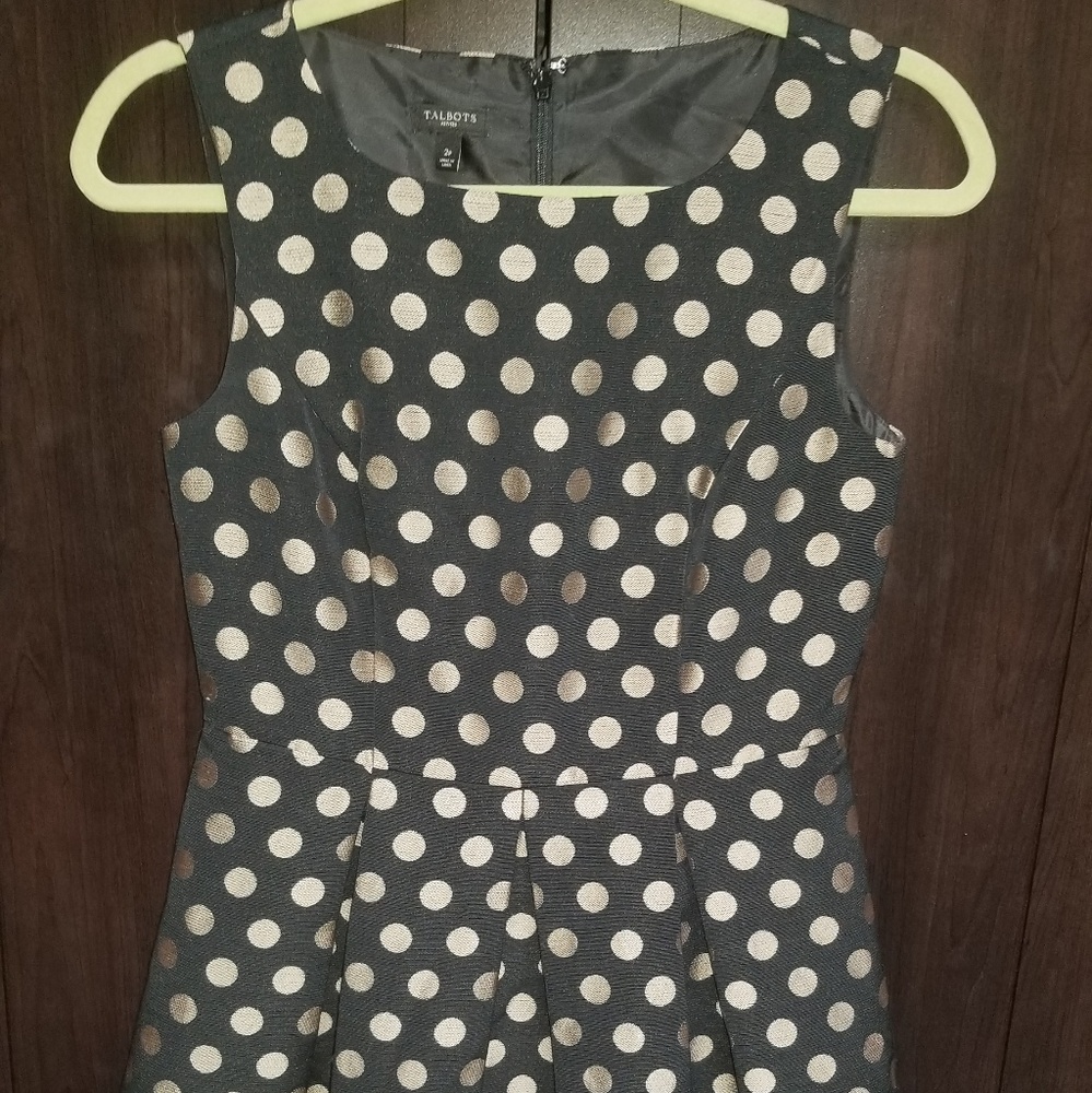 Talbots Fit N Flare Polka Dot Dress With Pockets